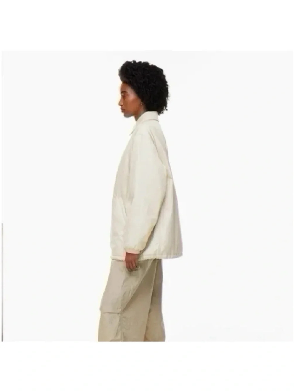Aritzia TNA The Coaches Jacket Matte Pearl Cream Sz M